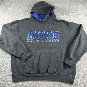 Duke University Hoodie Mens XL Gray Blue College Embroidered Contrast Ivy League